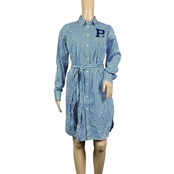 NWT Polo Ralph Lauren Womens Striped Patchwork Button Down Shirt Dress Sz 2
